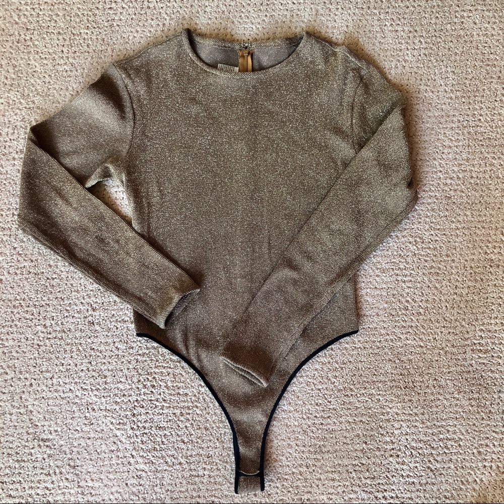 Anne Klein II Gold Shimmer Body Suit Size M